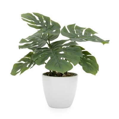 Artificial Monstera Leaf Potted Plant - 4.5" Diameter - Image 0