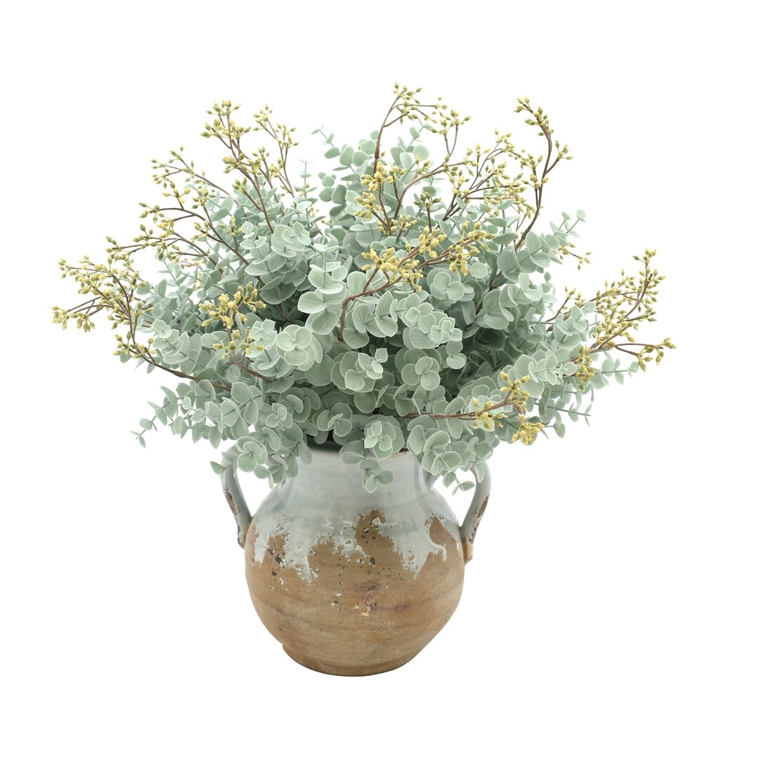 "Creative Displays, Inc. Eucalyptus Floral Arrangement in Handled Pot" - Image 0