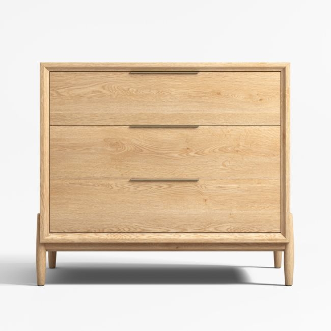 Bodie 36" Natural Oak Wood Narrow 3-Drawer Kids Dresser - Image 0