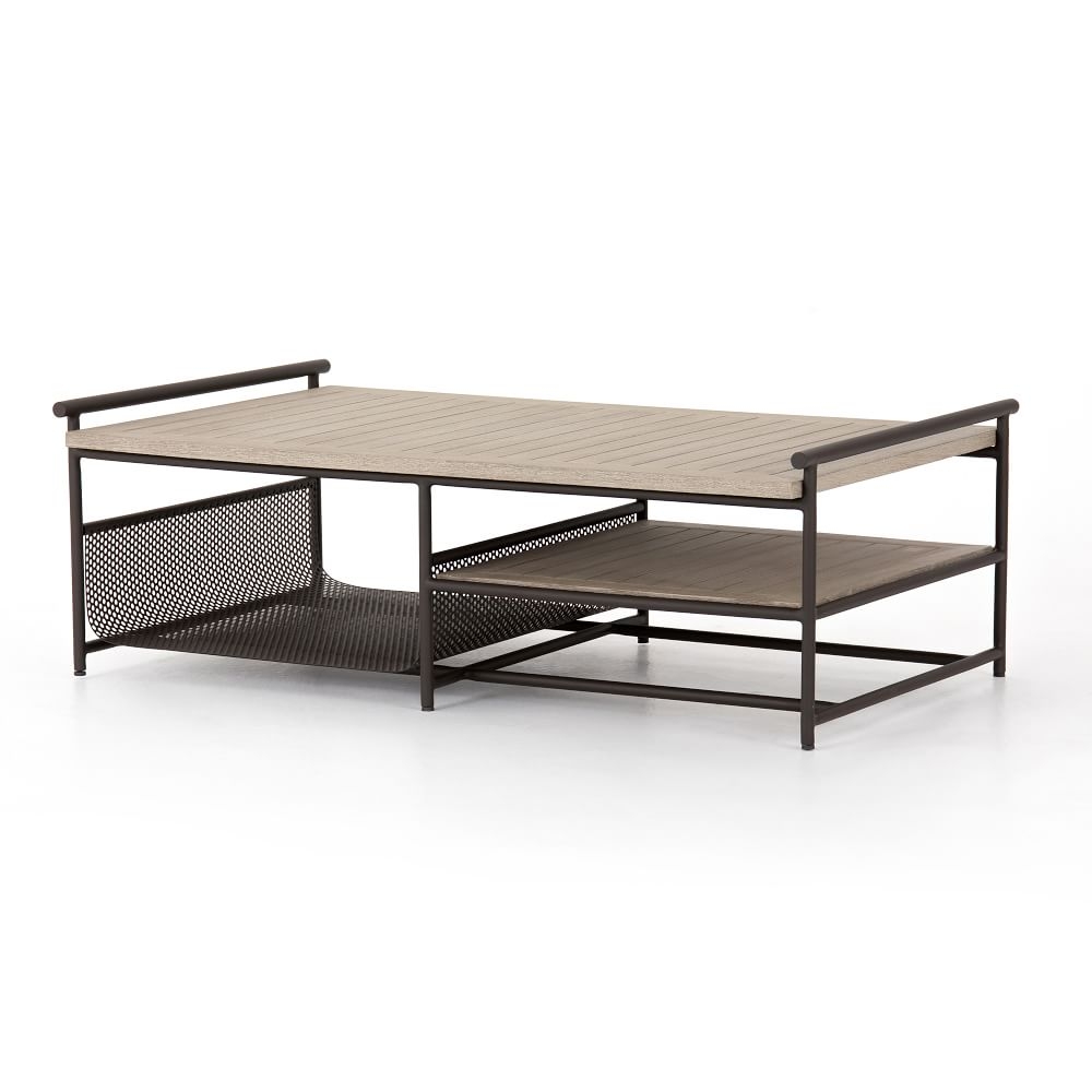 Teak and Aluminum Outdoor Coffee Table, Brown - Image 0