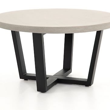 Malfa 31.5" Outdoor Round Coffee Table, Light Grey - Image 1