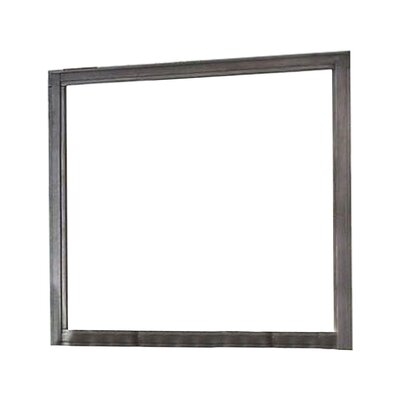 38 Transitional Style Square Wooden Frame Mirror, Gray - Image 0