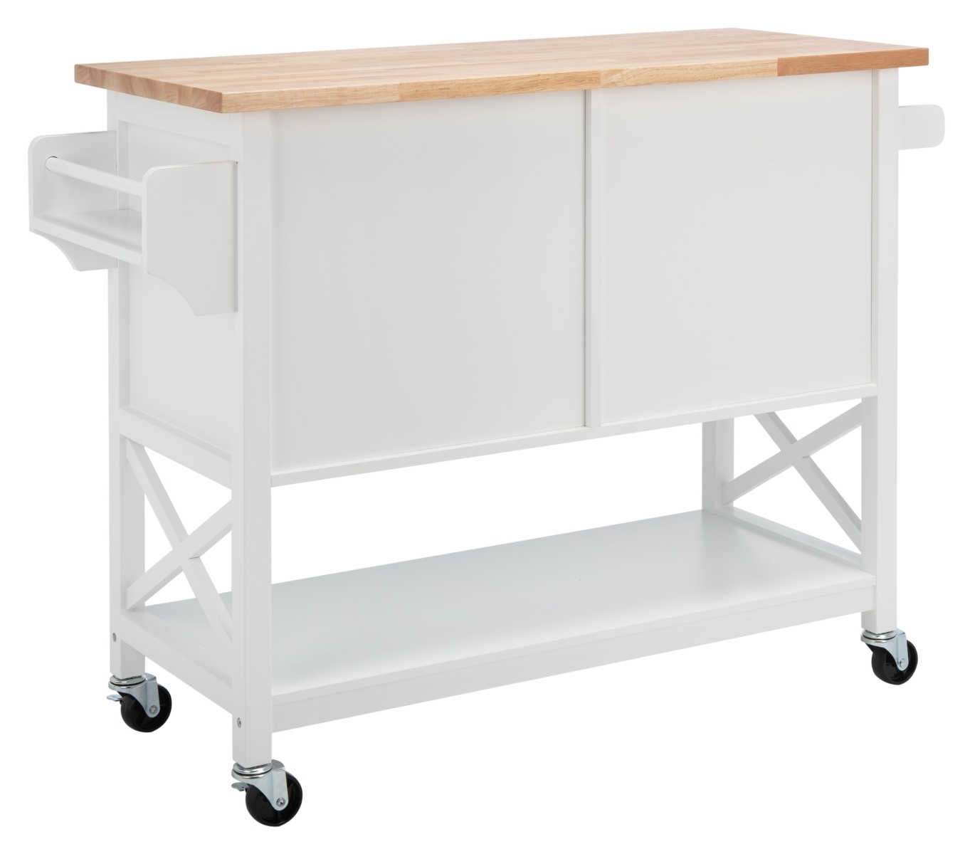 Kesler 2 Door 1 Shelf Cart - White / Natural - Safavieh - Image 6