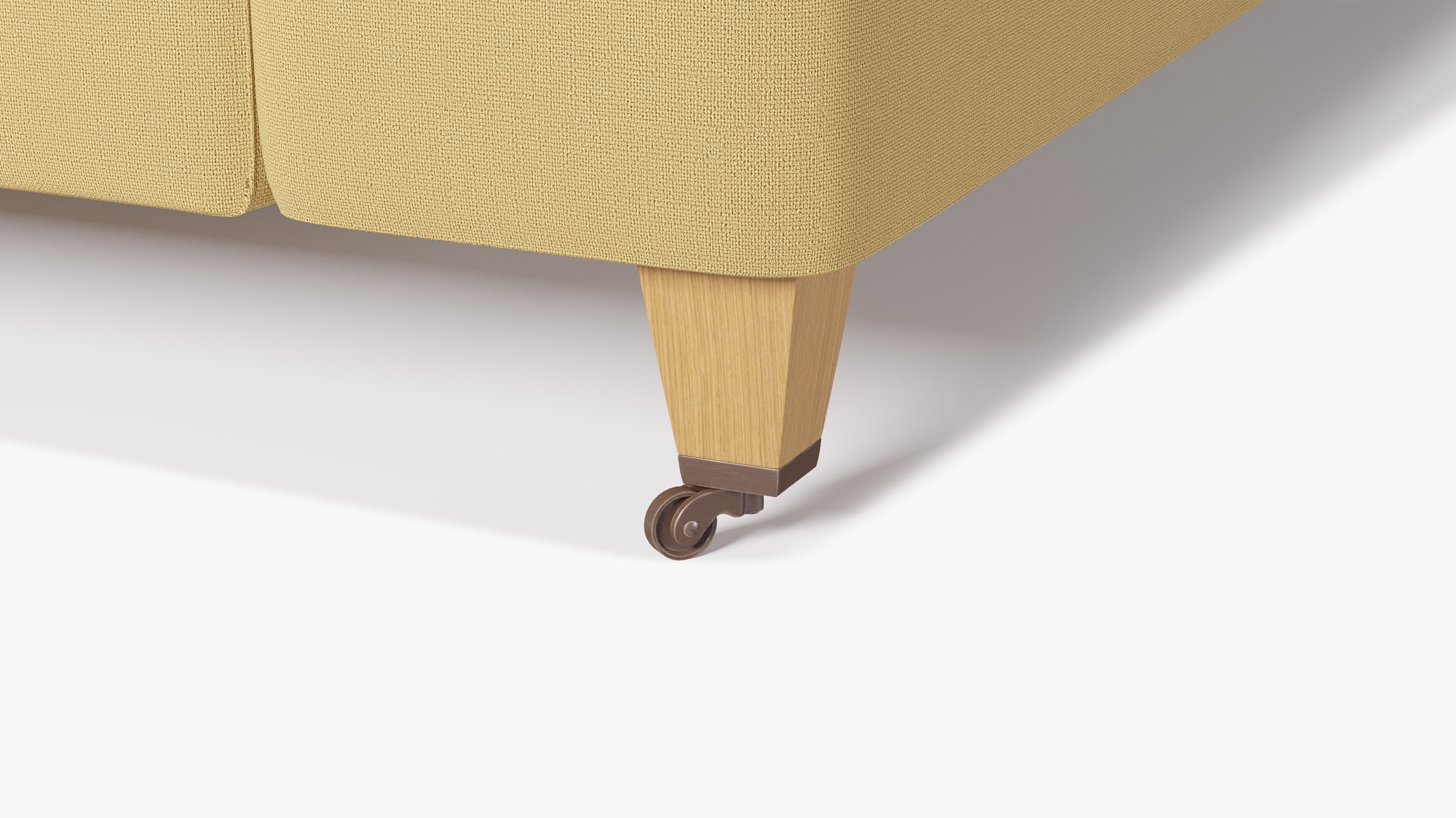 Classic Sofa, French Yellow Everyday Linen, Natural with Antique Brass Caster - Image 1