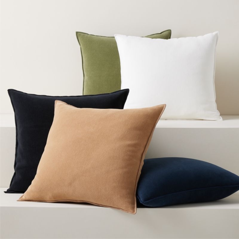 Doux Navy Blue Cotton Throw Pillow with Feather-Down Insert 23"x23" - Image 2