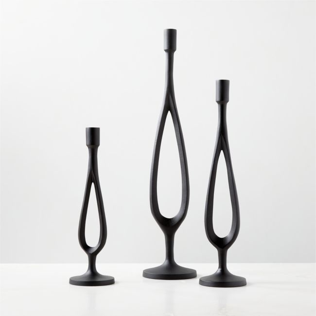 Atura Black Taper Candle Holders Set of 3 - Image 0