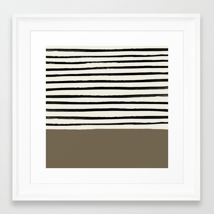 Cappuccino X Stripes Framed Art Print by Leah Flores - Scoop White - X-Small-12x12 - Image 0