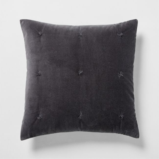 Organic Cotton Linen Velvet Midnight Navy Euro Bed Pillow Sham - Image 0