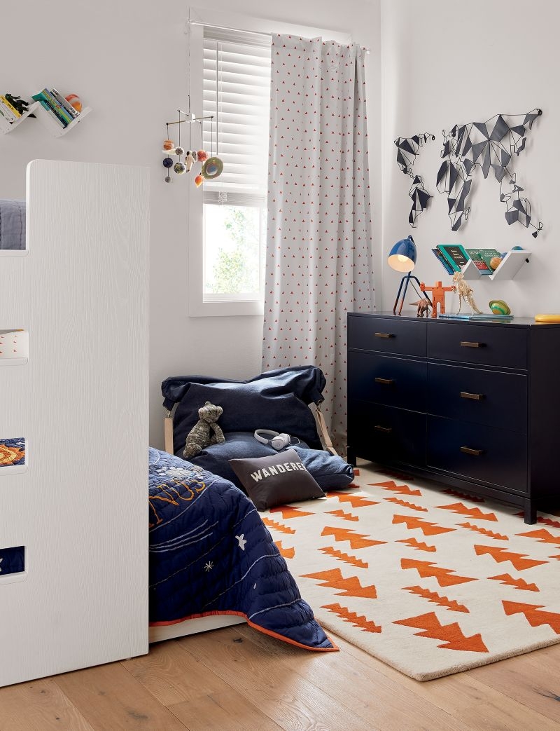 Parke 55" Navy Blue Wood 6-Drawer Kids Dresser - Image 1