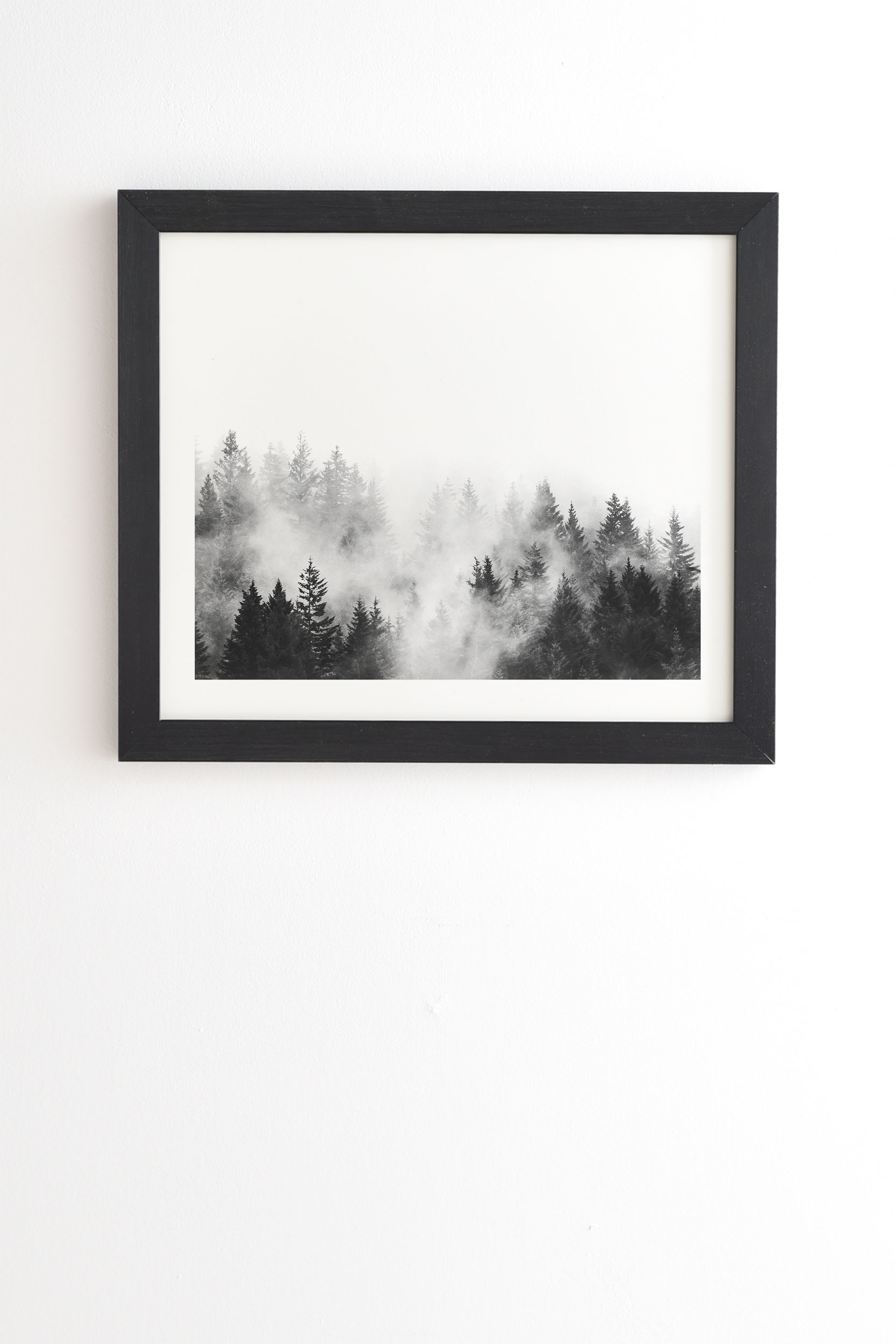 Foggy Trees Black And White by Nature Magick - Framed Wall Art Basic Black 11" x 13" - Image 0