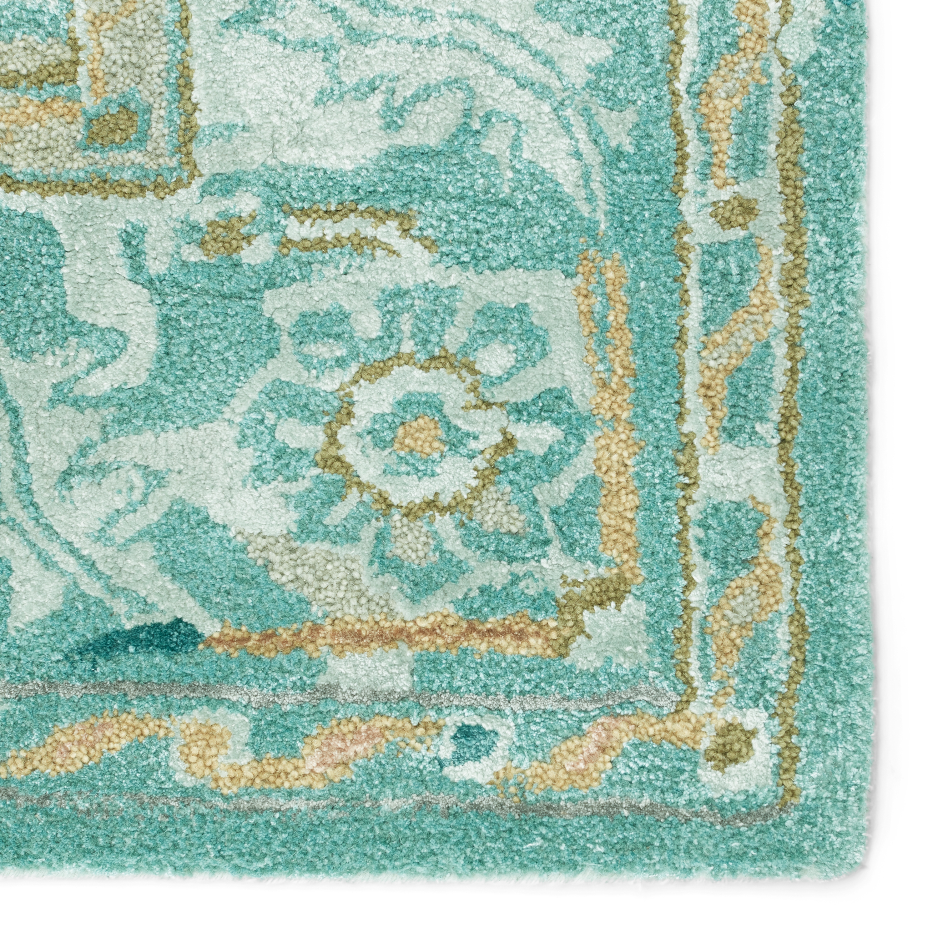 Cristobol Handmade Medallion Turquoise/ Pink Area Rug (10'X14') - Image 3