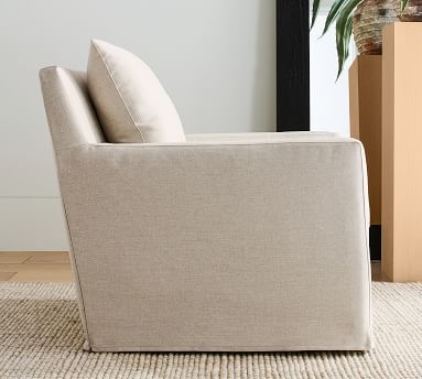 Ayden Slipcovered Swivel Glider, Polyester Wrapped Cushions, Performance Heathered Basketweave Dove - Image 5