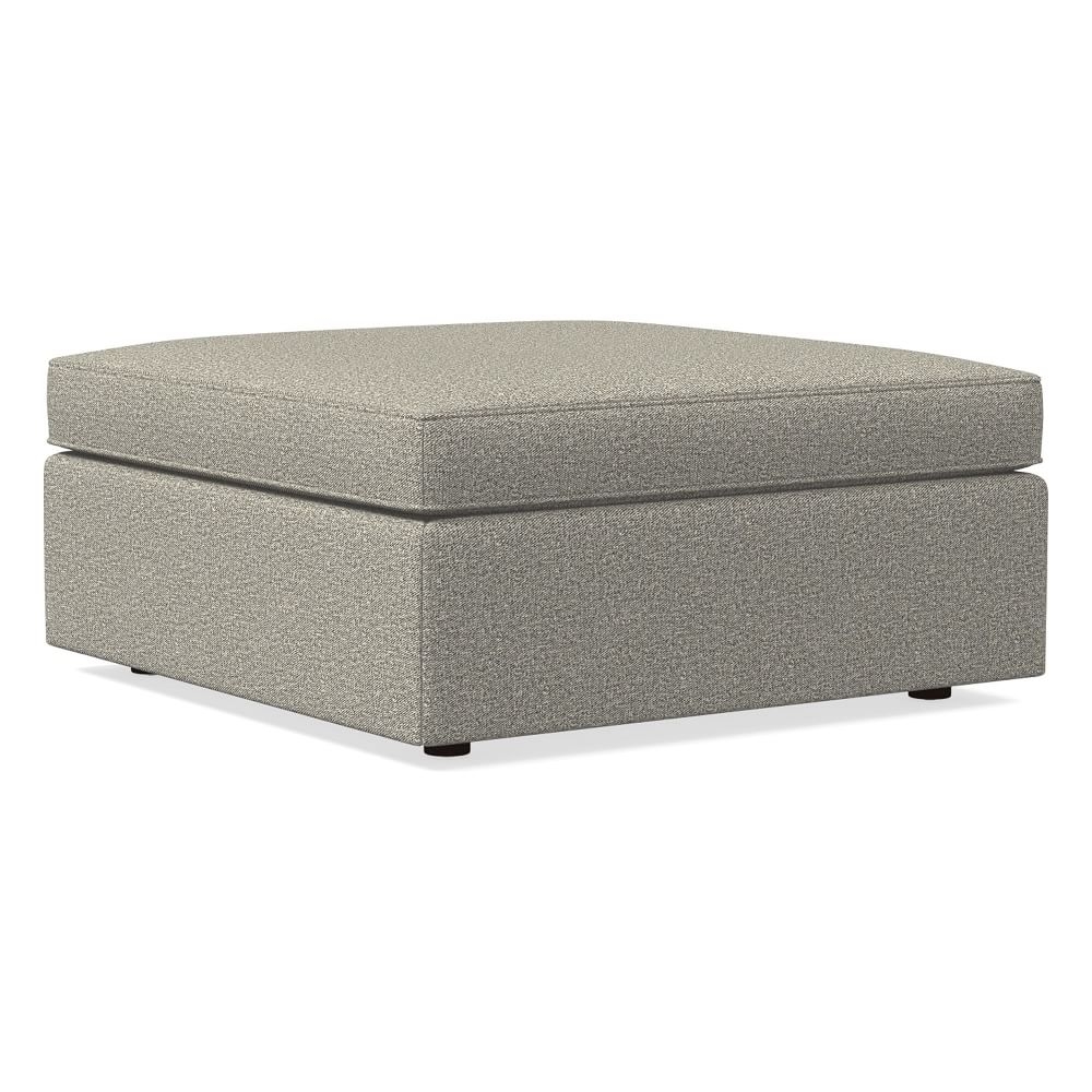 Harris Large Square Ottoman, Twill, Gravel, Concealed Support, Poly - Image 0