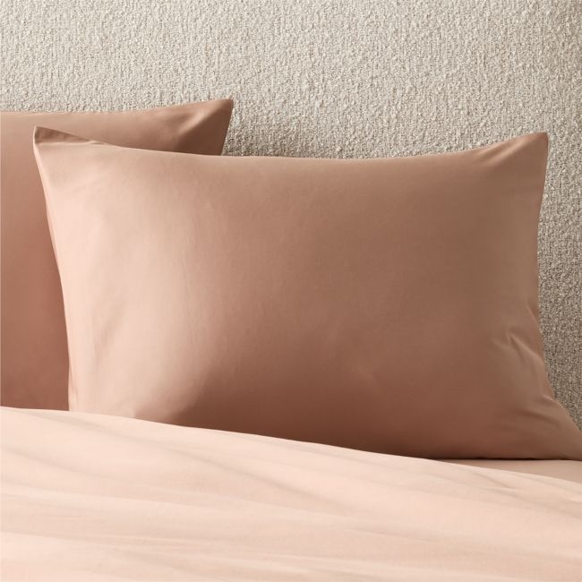 Classic Organic Cotton Sateen 520 Thread Count Dark Taupe Standard Pillow Shams Set of 2 - Image 0