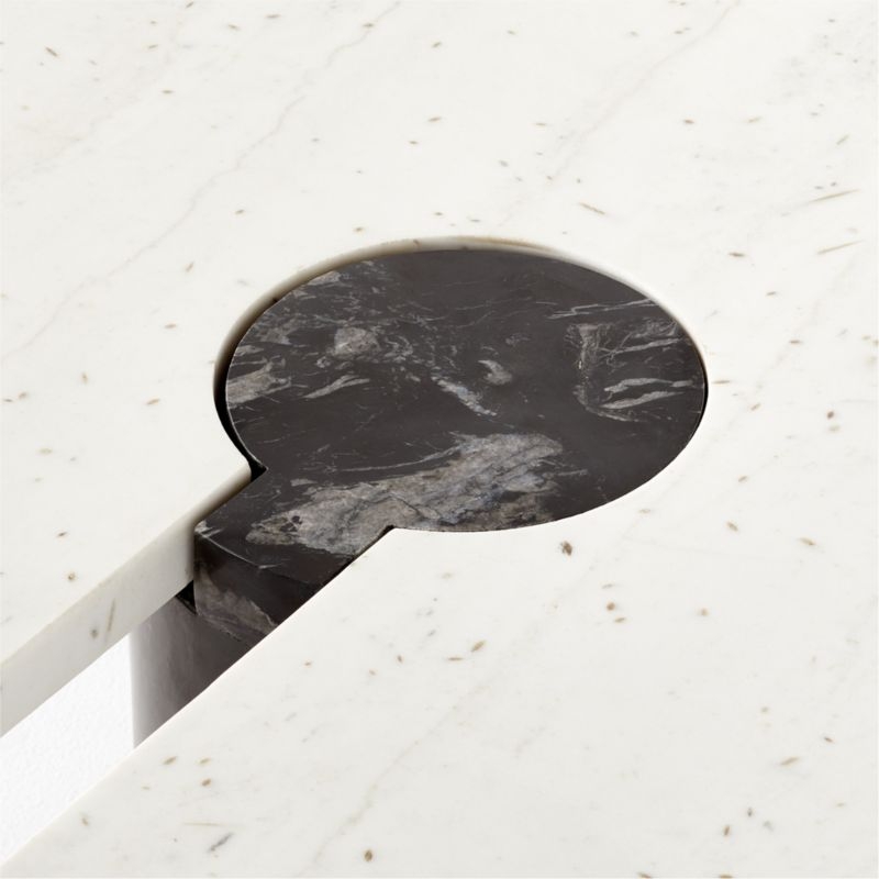 Liguria 51.25" Oval White Marble Coffee Table with Black Marble Base by Gianfranco Frattini - Image 6
