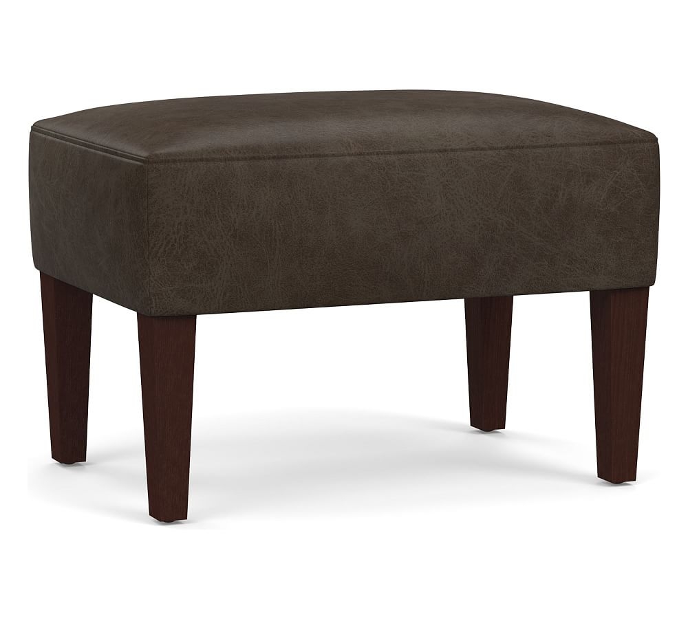 Champlain Leather Ottoman, Polyester Wrapped Cushions, Statesville Wolf Gray - Image 0