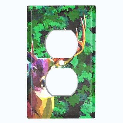Metal Light Switch Plate Outlet Cover (Deer Hunt Green Camouflage  - Single Duplex) - Image 0