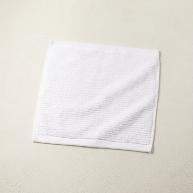 Brooks Ribbed Organic Cotton White Washcloth - Image 0