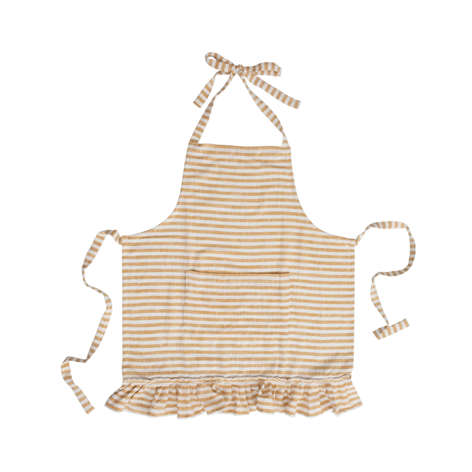 Woven Cotton Striped Apron with Ruffle - Image 0