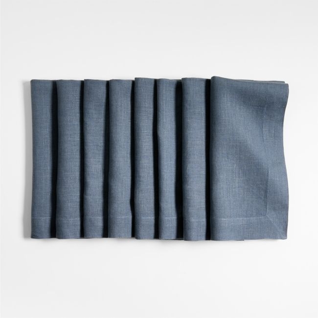 Marin Slate Blue EUROPEAN FLAX ™-Certified Linen Napkin, Set of 8 - Image 0