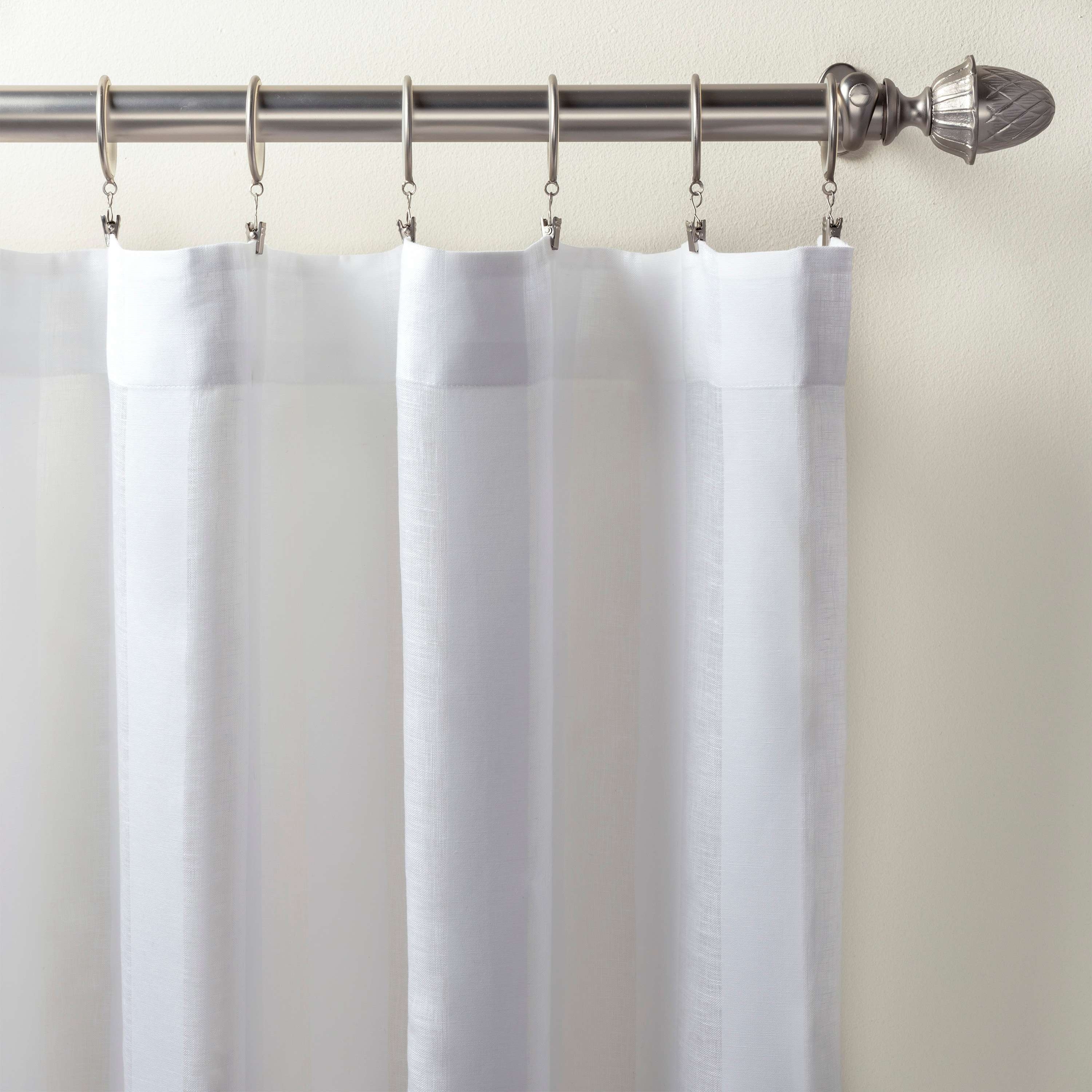 Striped Sheer White Curtain Panel - Image 0