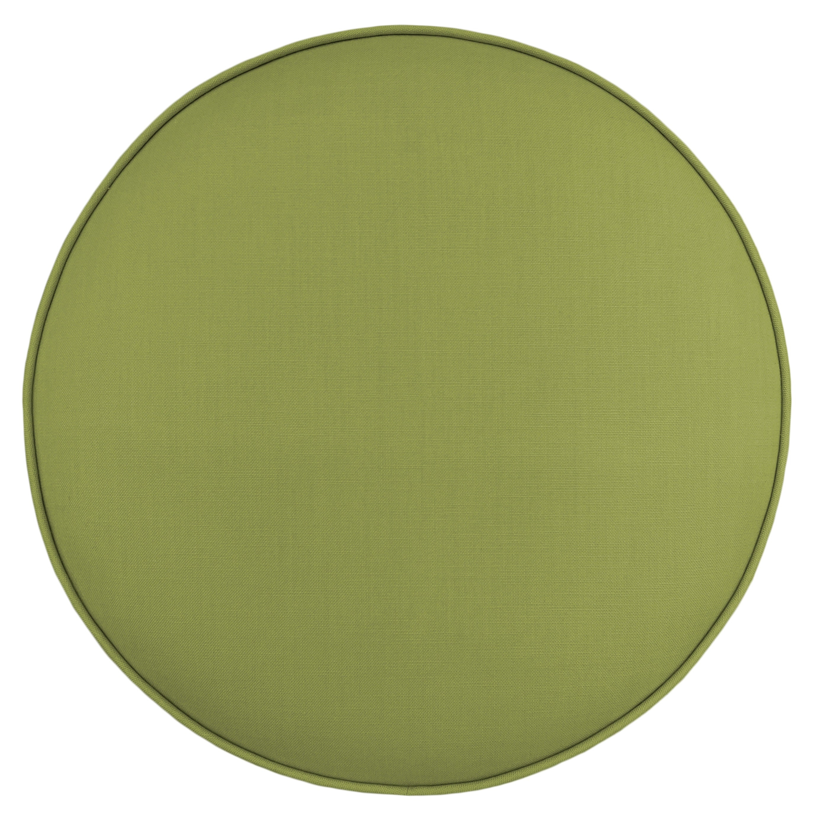 THE TIGHT ROUND OTTOMAN :: CLASSIC LINEN // OLIVE + BULLION FRINGE - SAMPLE 4" X 4" / Olive - Image 3