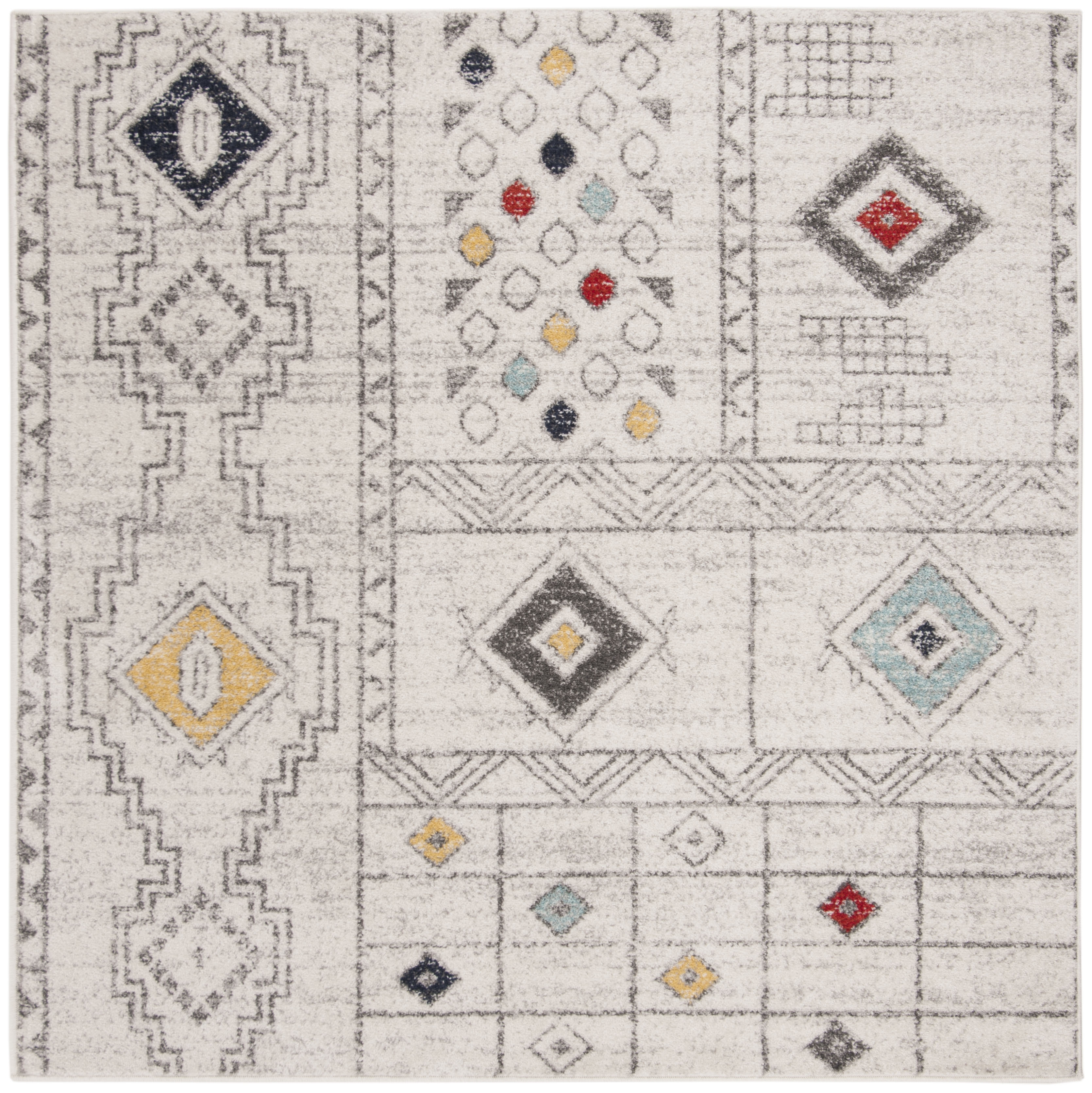 Arlo Home Woven Area Rug, ADR206F, Light Grey/Aqua,  6' X 6' Square - Image 0