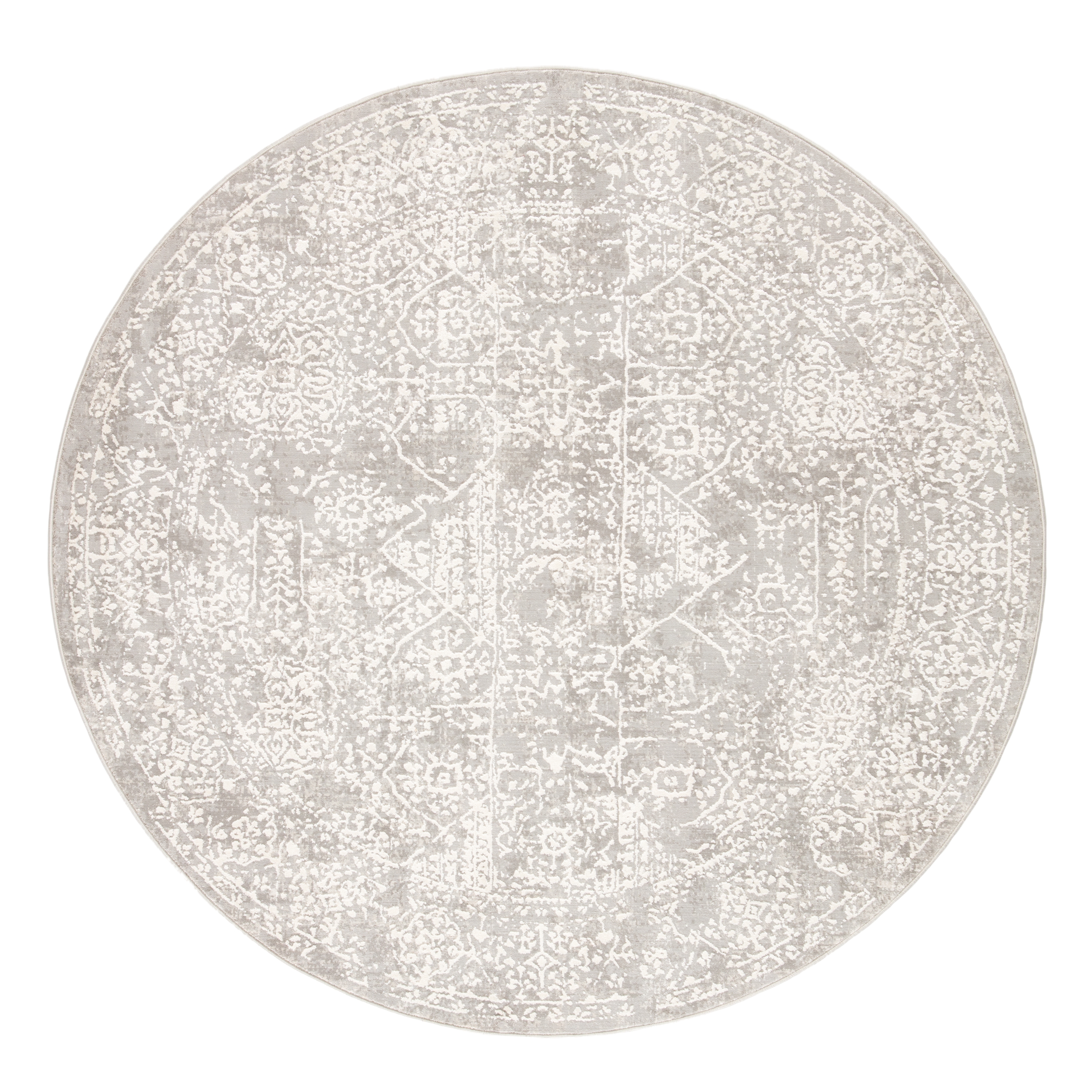 Lianna Abstract Gray/ White Round Area Rug - Image 0