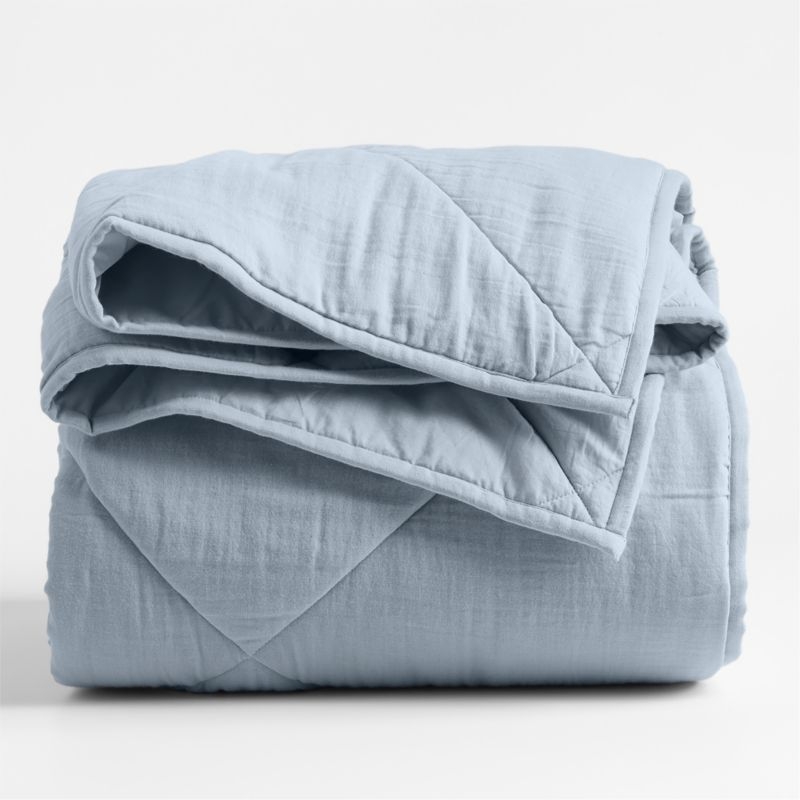 Supersoft Gauze Organic Cotton Sky Blue Twin XL Quilt - Image 3