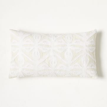 Nova Reverse Applique Pillow Cover, 12"x21", White, Set of 2 - Image 0