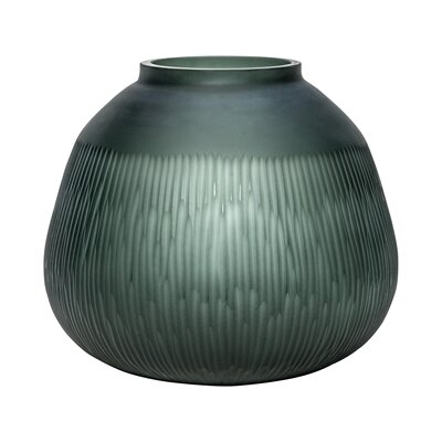 Dupioni Green 9.75" Indoor / Outdoor Glass Table Vase - Image 0