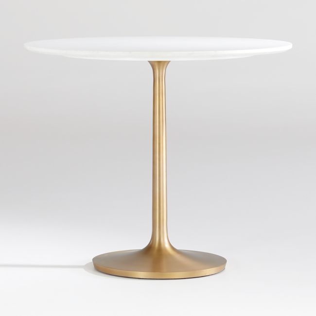 Nero 36" White Marble Dining Table with Brass Base - Image 0