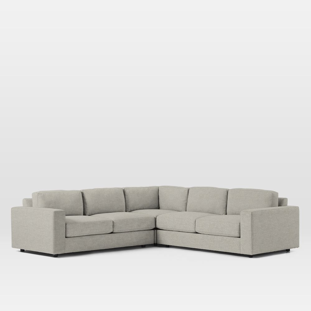Urban 106" 3-Piece L-Shaped Sectional, Twill, Dove, Down Blend Fill - Image 0