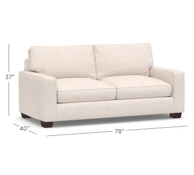 PB Comfort Square Arm Upholstered Deluxe Sleeper Sofa, Box Edge, Memory Foam Mattress, Performance Heathered Basketweave Dove - Image 4