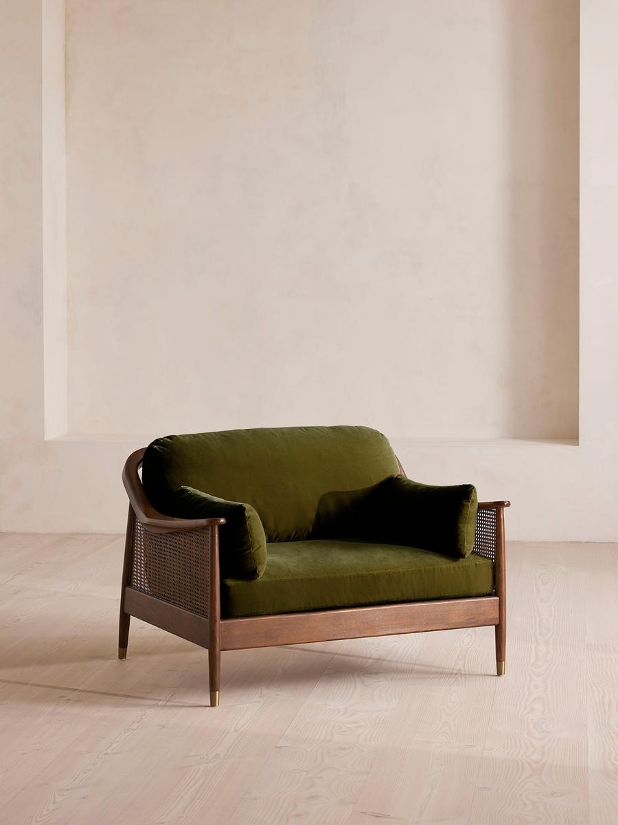 Atlanta Loveseat, Velvet, Olive, US - Image 0