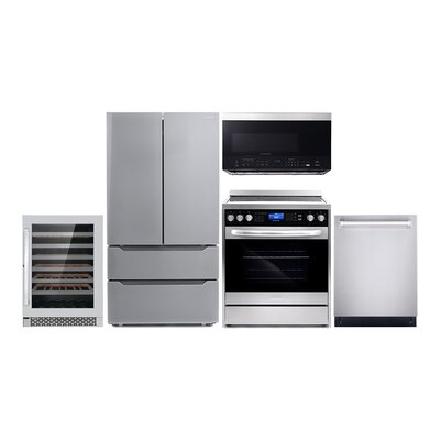 5 Piece Kitchen Package with 30" Over the Range Microwave 30" Freestanding Electric Range - Image 0