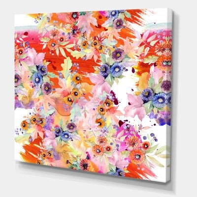 Vibrant Wild Spring Leaves And Wildflowers VI - Modern Canvas Wall Art Print-37083 - Image 0
