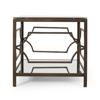 Glass Top End Table Storage - Image 0