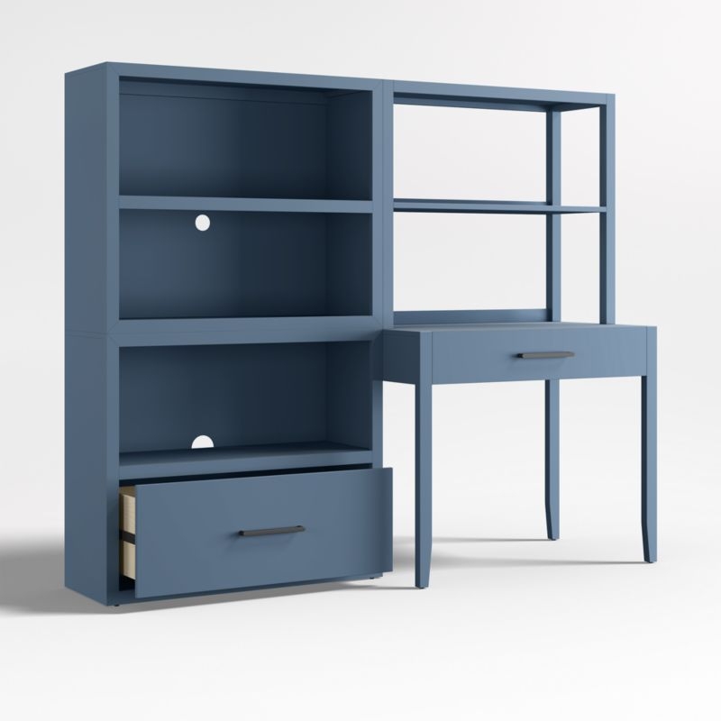Ever Simple Modular Slate Blue Wood Kids Workspace Suite - Image 2