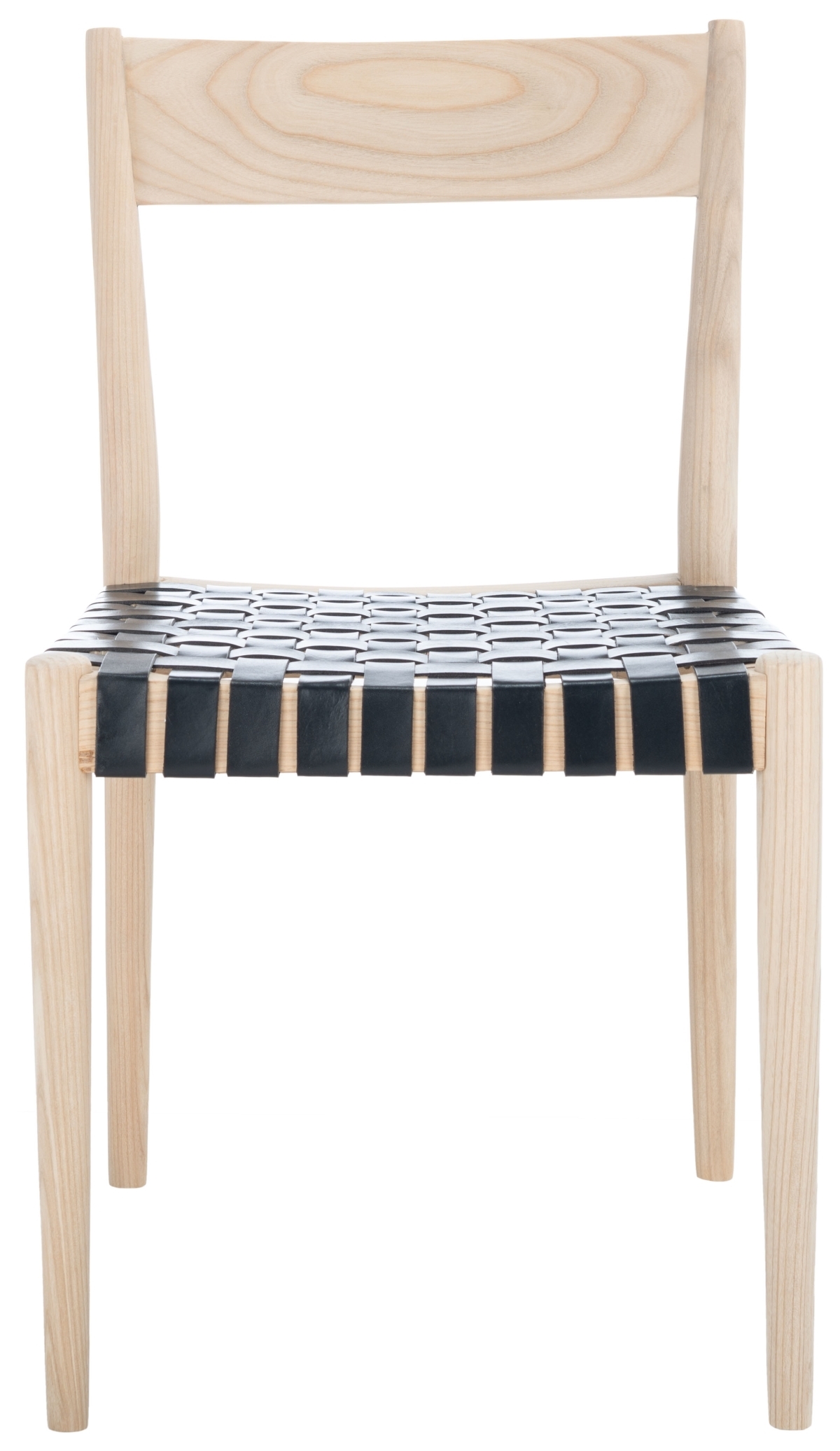 Eluned Leather Dining Chair - Black / Natural - Safavieh - Image 0