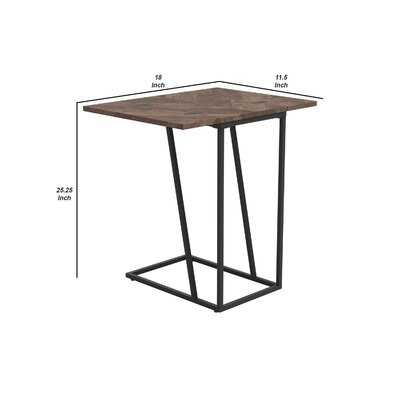 Accent Table With Wooden Extendable Top And Metal Frame, Brown And Black - Image 0