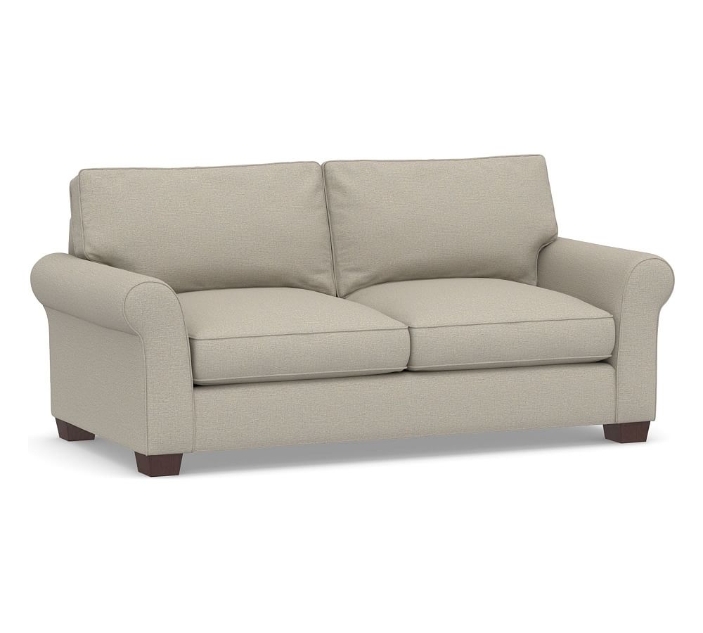 PB Comfort Roll Arm Upholstered Sofa 82", Box Edge Down Blend Wrapped Cushions, Performance Boucle Fog - Image 0