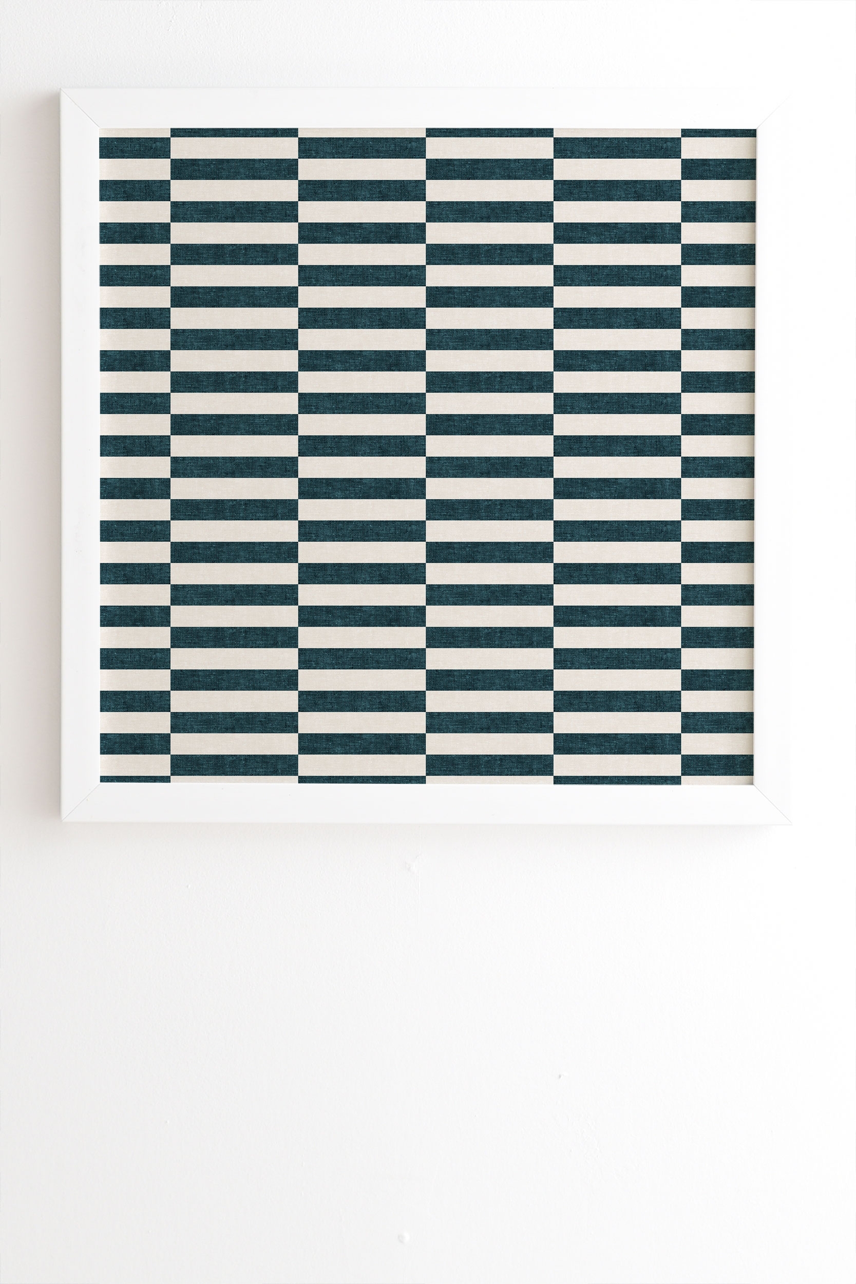 Aria Blue Rectangle Tiles by Little Arrow Design Co - Framed Wall Art Basic White 8" x 9.5" - Image 1
