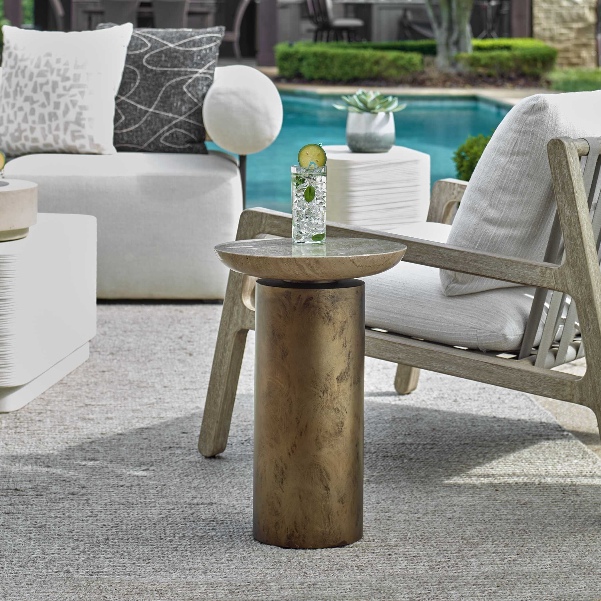Oslo Brass Outdoor Accent Table - Image 2