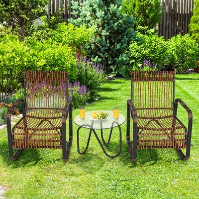 Bay Isle Home™ 3pcs Patio Rattan Furniture Set Conversational Sofa Coffee Table Garden - Image 0
