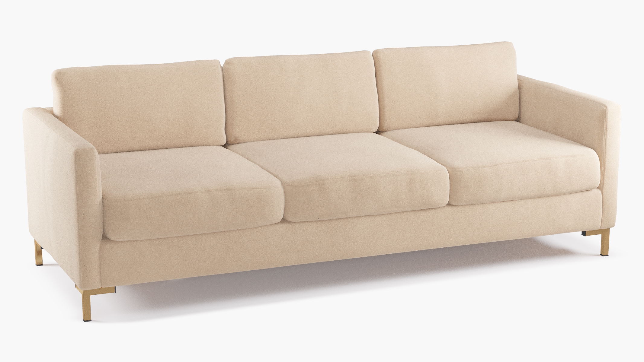 Modern Sofa, Pearl Velvet, Brass - Image 1