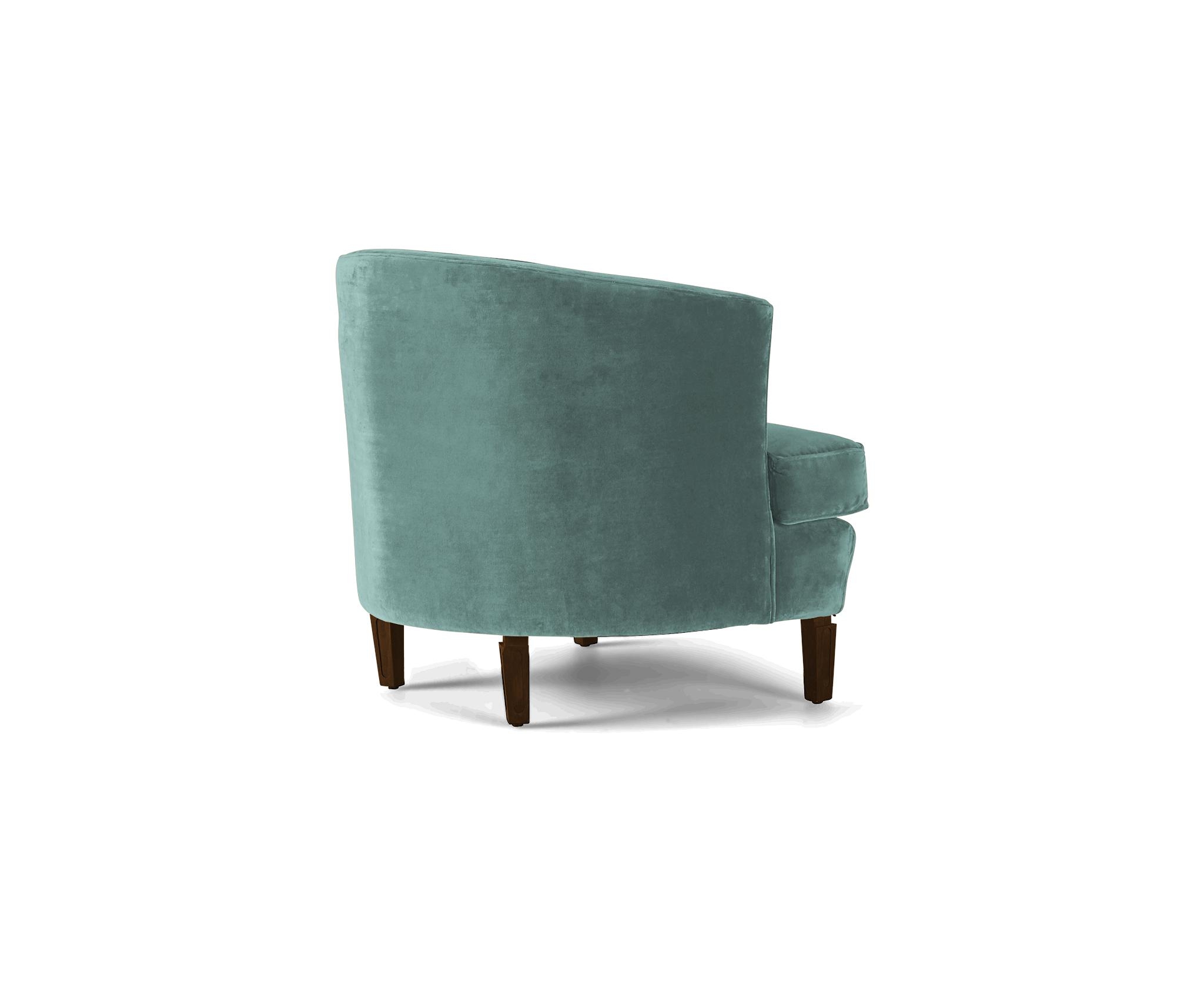Green Leigh Mid Century Modern Chair - Essence Aqua - Mocha - Image 3