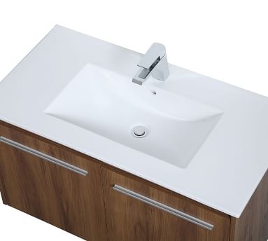 Luc Single Sink Floating Vanity Cabinet, 2 Door, White, 24" - Image 3