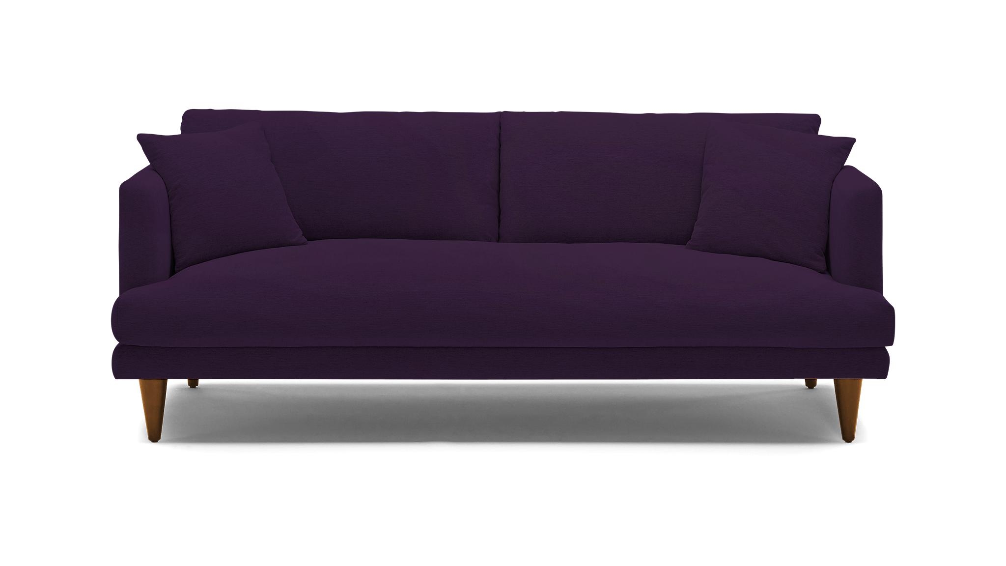 Purple Lewis Mid Century Modern Sofa - Royale Amethyst - Mocha - Cone - Image 0