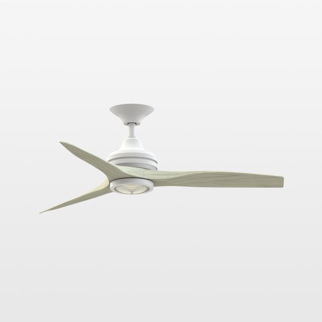 Spitfire 48" White/Light Oak Ceiling Fan with LED Light Indoor/Outdoor - Image 0